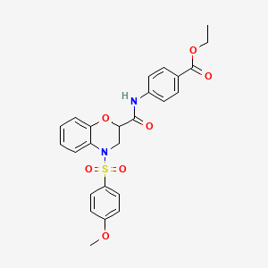 molecular formula C25H24N2O7S B11254149 ethyl 4-[({4-[(4-methoxyphenyl)sulfonyl]-3,4-dihydro-2H-1,4-benzoxazin-2-yl}carbonyl)amino]benzoate 
