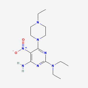 molecular formula C14H25N7O2 B11254370 N~2~,N~2~-diethyl-6-(4-ethylpiperazin-1-yl)-5-nitropyrimidine-2,4-diamine 