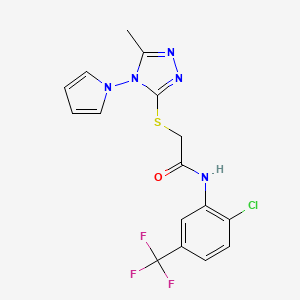 molecular formula C16H13ClF3N5OS B11254413 N-[2-chloro-5-(trifluoromethyl)phenyl]-2-{[5-methyl-4-(1H-pyrrol-1-yl)-4H-1,2,4-triazol-3-yl]sulfanyl}acetamide 