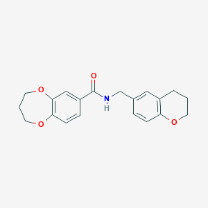 molecular formula C20H21NO4 B11254425 N-(3,4-dihydro-2H-chromen-6-ylmethyl)-3,4-dihydro-2H-1,5-benzodioxepine-7-carboxamide 