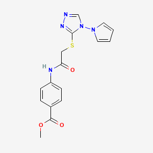 molecular formula C16H15N5O3S B11254446 methyl 4-[({[4-(1H-pyrrol-1-yl)-4H-1,2,4-triazol-3-yl]sulfanyl}acetyl)amino]benzoate 