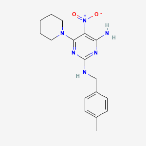 molecular formula C17H22N6O2 B11254646 N~2~-(4-methylbenzyl)-5-nitro-6-(piperidin-1-yl)pyrimidine-2,4-diamine 