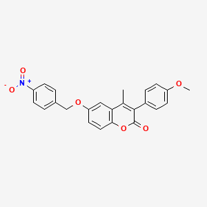 molecular formula C24H19NO6 B11254654 3-(4-methoxyphenyl)-4-methyl-6-((4-nitrobenzyl)oxy)-2H-chromen-2-one 