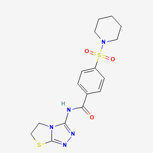 molecular formula C16H19N5O3S2 B11254673 N-(5,6-dihydrothiazolo[2,3-c][1,2,4]triazol-3-yl)-4-(piperidin-1-ylsulfonyl)benzamide 