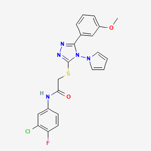 molecular formula C21H17ClFN5O2S B11254858 N-(3-chloro-4-fluorophenyl)-2-{[5-(3-methoxyphenyl)-4-(1H-pyrrol-1-yl)-4H-1,2,4-triazol-3-yl]sulfanyl}acetamide 