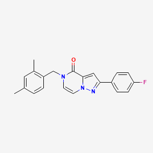 molecular formula C21H18FN3O B11254919 5-[(2,4-dimethylphenyl)methyl]-2-(4-fluorophenyl)-4H,5H-pyrazolo[1,5-a]pyrazin-4-one 