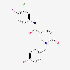 molecular formula C19H13ClF2N2O2 B11255006 N-(3-chloro-4-fluorophenyl)-1-(4-fluorobenzyl)-6-oxo-1,6-dihydropyridine-3-carboxamide 