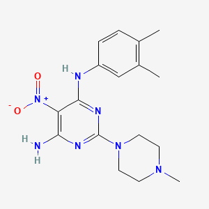 molecular formula C17H23N7O2 B11255179 N-(3,4-dimethylphenyl)-2-(4-methylpiperazin-1-yl)-5-nitropyrimidine-4,6-diamine 