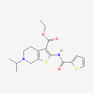 molecular formula C18H22N2O3S2 B11255312 Ethyl 6-(propan-2-YL)-2-(thiophene-2-amido)-4H,5H,6H,7H-thieno[2,3-C]pyridine-3-carboxylate 