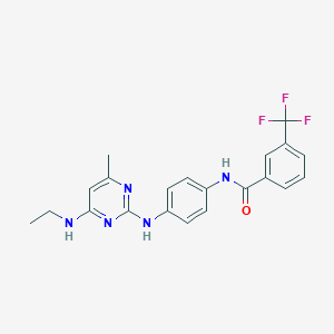 molecular formula C21H20F3N5O B11255456 N-(4-{[4-(ethylamino)-6-methylpyrimidin-2-yl]amino}phenyl)-3-(trifluoromethyl)benzamide 