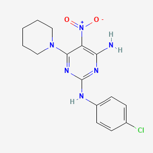 molecular formula C15H17ClN6O2 B11255514 N~2~-(4-chlorophenyl)-5-nitro-6-(piperidin-1-yl)pyrimidine-2,4-diamine 
