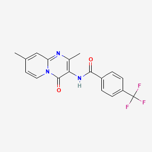 molecular formula C18H14F3N3O2 B11255623 N-{2,8-Dimethyl-4-oxo-4H-pyrido[1,2-A]pyrimidin-3-YL}-4-(trifluoromethyl)benzamide 