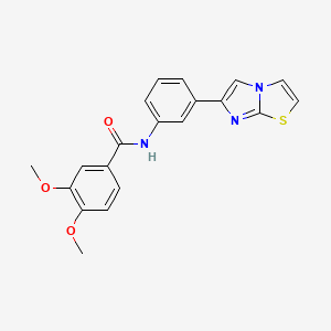 molecular formula C20H17N3O3S B11255633 N-(3-(imidazo[2,1-b]thiazol-6-yl)phenyl)-3,4-dimethoxybenzamide 