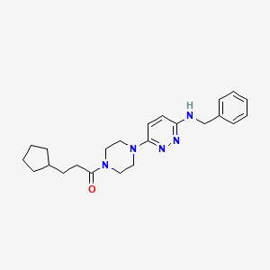 molecular formula C23H31N5O B11255677 1-{4-[6-(Benzylamino)pyridazin-3-YL]piperazin-1-YL}-3-cyclopentylpropan-1-one 