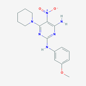 molecular formula C16H20N6O3 B11255688 N2-(3-methoxyphenyl)-5-nitro-6-(piperidin-1-yl)pyrimidine-2,4-diamine 