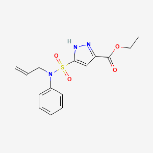 molecular formula C15H17N3O4S B11255694 ethyl 3-[phenyl(prop-2-en-1-yl)sulfamoyl]-1H-pyrazole-5-carboxylate 