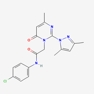 molecular formula C18H18ClN5O2 B11255780 N-(4-chlorophenyl)-2-(2-(3,5-dimethyl-1H-pyrazol-1-yl)-4-methyl-6-oxopyrimidin-1(6H)-yl)acetamide 