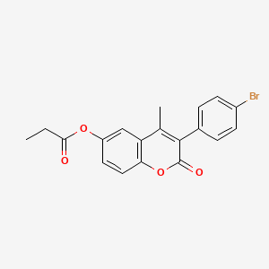 molecular formula C19H15BrO4 B11255784 3-(4-bromophenyl)-4-methyl-2-oxo-2H-chromen-6-yl propanoate 