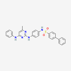 molecular formula C29H25N5O2S B11255829 N-(4-{[4-Methyl-6-(phenylamino)pyrimidin-2-YL]amino}phenyl)-[1,1'-biphenyl]-4-sulfonamide 