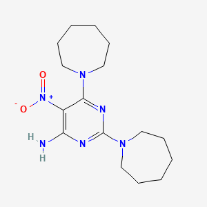 molecular formula C16H26N6O2 B11256151 2,6-Bis(azepan-1-yl)-5-nitropyrimidin-4-amine 