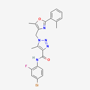 molecular formula C22H19BrFN5O2 B11256161 N-(4-bromo-2-fluorophenyl)-5-methyl-1-{[5-methyl-2-(2-methylphenyl)-1,3-oxazol-4-yl]methyl}-1H-1,2,3-triazole-4-carboxamide 