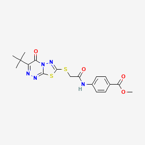 molecular formula C18H19N5O4S2 B11256516 methyl 4-({[(3-tert-butyl-4-oxo-4H-[1,3,4]thiadiazolo[2,3-c][1,2,4]triazin-7-yl)sulfanyl]acetyl}amino)benzoate 
