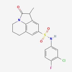 molecular formula C18H16ClFN2O3S B11256529 N-(3-chloro-4-fluorophenyl)-1-methyl-2-oxo-1,2,5,6-tetrahydro-4H-pyrrolo[3,2,1-ij]quinoline-8-sulfonamide 