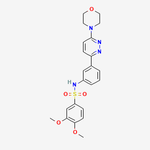 molecular formula C22H24N4O5S B11256546 3,4-dimethoxy-N-(3-(6-morpholinopyridazin-3-yl)phenyl)benzenesulfonamide 