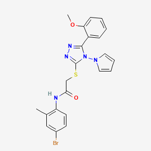 molecular formula C22H20BrN5O2S B11256587 N-(4-bromo-2-methylphenyl)-2-{[5-(2-methoxyphenyl)-4-(1H-pyrrol-1-yl)-4H-1,2,4-triazol-3-yl]sulfanyl}acetamide 