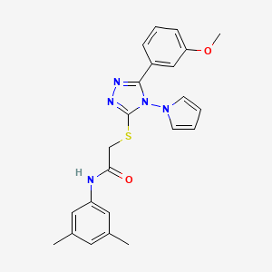 molecular formula C23H23N5O2S B11256630 N-(3,5-dimethylphenyl)-2-{[5-(3-methoxyphenyl)-4-(1H-pyrrol-1-yl)-4H-1,2,4-triazol-3-yl]sulfanyl}acetamide 