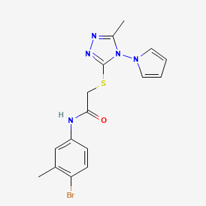 molecular formula C16H16BrN5OS B11256813 N-(4-bromo-3-methylphenyl)-2-{[5-methyl-4-(1H-pyrrol-1-yl)-4H-1,2,4-triazol-3-yl]sulfanyl}acetamide 