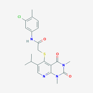 molecular formula C21H23ClN4O3S B11256829 N-(3-chloro-4-methylphenyl)-2-((6-isopropyl-1,3-dimethyl-2,4-dioxo-1,2,3,4-tetrahydropyrido[2,3-d]pyrimidin-5-yl)thio)acetamide 