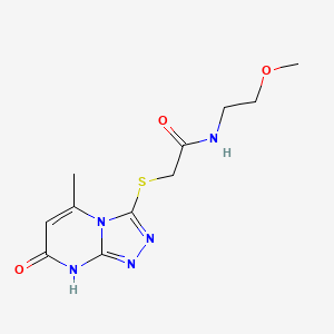 molecular formula C11H15N5O3S B11256894 N-(2-Methoxyethyl)-2-({5-methyl-7-oxo-7H,8H-[1,2,4]triazolo[4,3-A]pyrimidin-3-YL}sulfanyl)acetamide 