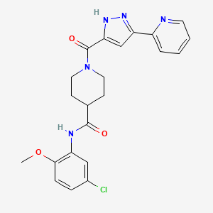 molecular formula C22H22ClN5O3 B11256896 N-(5-Chloro-2-methoxyphenyl)-1-[5-(pyridin-2-YL)-1H-pyrazole-3-carbonyl]piperidine-4-carboxamide 