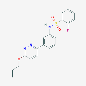 molecular formula C19H18FN3O3S B11256981 2-fluoro-N-(3-(6-propoxypyridazin-3-yl)phenyl)benzenesulfonamide 