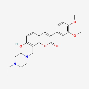 molecular formula C24H28N2O5 B11257060 3-(3,4-dimethoxyphenyl)-8-[(4-ethylpiperazin-1-yl)methyl]-7-hydroxy-2H-chromen-2-one 