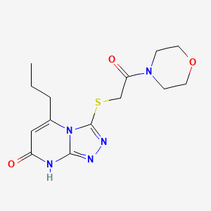 molecular formula C14H19N5O3S B11257071 3-((2-morpholino-2-oxoethyl)thio)-5-propyl-[1,2,4]triazolo[4,3-a]pyrimidin-7(8H)-one 