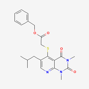 molecular formula C22H25N3O4S B11257125 Benzyl 2-((6-isobutyl-1,3-dimethyl-2,4-dioxo-1,2,3,4-tetrahydropyrido[2,3-d]pyrimidin-5-yl)thio)acetate 