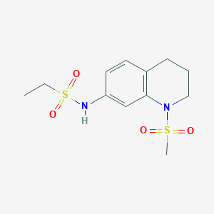 molecular formula C12H18N2O4S2 B11257128 N-(1-(methylsulfonyl)-1,2,3,4-tetrahydroquinolin-7-yl)ethanesulfonamide 