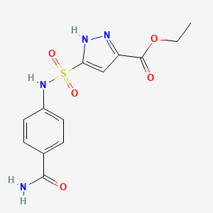 molecular formula C13H14N4O5S B11257301 ethyl 3-[(4-carbamoylphenyl)sulfamoyl]-1H-pyrazole-5-carboxylate 