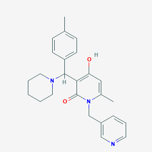 molecular formula C25H29N3O2 B11257505 4-hydroxy-6-methyl-3-(piperidin-1-yl(p-tolyl)methyl)-1-(pyridin-3-ylmethyl)pyridin-2(1H)-one 