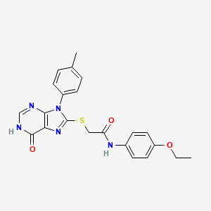 molecular formula C22H21N5O3S B11257709 N-(4-ethoxyphenyl)-2-{[9-(4-methylphenyl)-6-oxo-6,9-dihydro-1H-purin-8-yl]sulfanyl}acetamide 