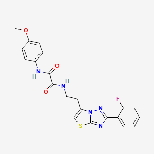 molecular formula C21H18FN5O3S B11257807 N1-(2-(2-(2-fluorophenyl)thiazolo[3,2-b][1,2,4]triazol-6-yl)ethyl)-N2-(4-methoxyphenyl)oxalamide 