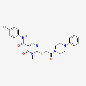 molecular formula C24H24ClN5O3S B11257860 N-(4-Chlorophenyl)-1-methyl-6-oxo-2-{[2-oxo-2-(4-phenylpiperazin-1-YL)ethyl]sulfanyl}-1,6-dihydropyrimidine-5-carboxamide 