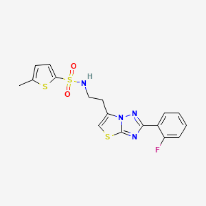 molecular formula C17H15FN4O2S3 B11257989 N-(2-(2-(2-fluorophenyl)thiazolo[3,2-b][1,2,4]triazol-6-yl)ethyl)-5-methylthiophene-2-sulfonamide 