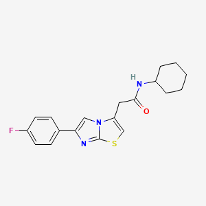 molecular formula C19H20FN3OS B11258063 N-cyclohexyl-2-(6-(4-fluorophenyl)imidazo[2,1-b]thiazol-3-yl)acetamide 
