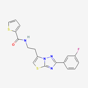 molecular formula C17H13FN4OS2 B11258093 N-(2-(2-(3-fluorophenyl)thiazolo[3,2-b][1,2,4]triazol-6-yl)ethyl)thiophene-2-carboxamide 