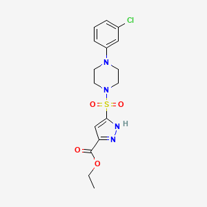 molecular formula C16H19ClN4O4S B11258283 ethyl 3-{[4-(3-chlorophenyl)piperazin-1-yl]sulfonyl}-1H-pyrazole-5-carboxylate 