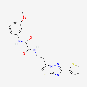 molecular formula C19H17N5O3S2 B11258292 N1-(3-methoxyphenyl)-N2-(2-(2-(thiophen-2-yl)thiazolo[3,2-b][1,2,4]triazol-6-yl)ethyl)oxalamide 