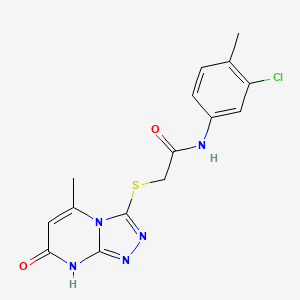 molecular formula C15H14ClN5O2S B11258313 N-(3-Chloro-4-methylphenyl)-2-({5-methyl-7-oxo-7H,8H-[1,2,4]triazolo[4,3-A]pyrimidin-3-YL}sulfanyl)acetamide 